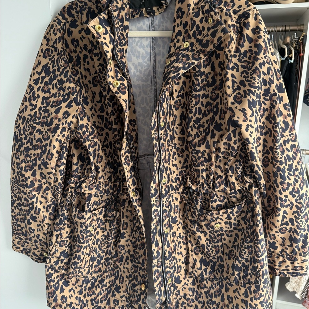 J Crew Leopard Perfect Rain Jacket - image 1